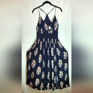 Elegant Strapless Navy Floral Dress